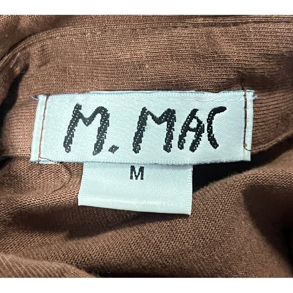 M.Mac Brown Button-Front Short Sleeve Dress Leaf Size Medium M Aloha EUC - Picture 5 of 6